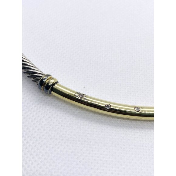 David Yurman Metro Diamond Cable 15.5" Choker Necklace Silver 14k Gold - Picture 2 of 11